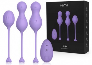 Шарики вагинальные Winyi Heidi, с вибрацией и ду, набор, фиолетовый